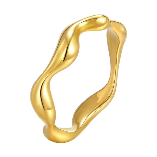 Women's Stainless Steel Irregular Geometric Ring Gold