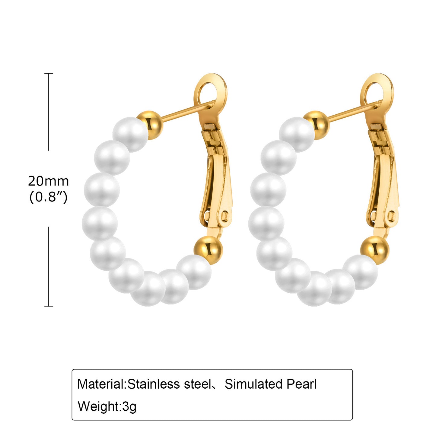 Earrings Stainless Steel Imitation Pearl Earrings Golden Ladies Jewelry Wholesale