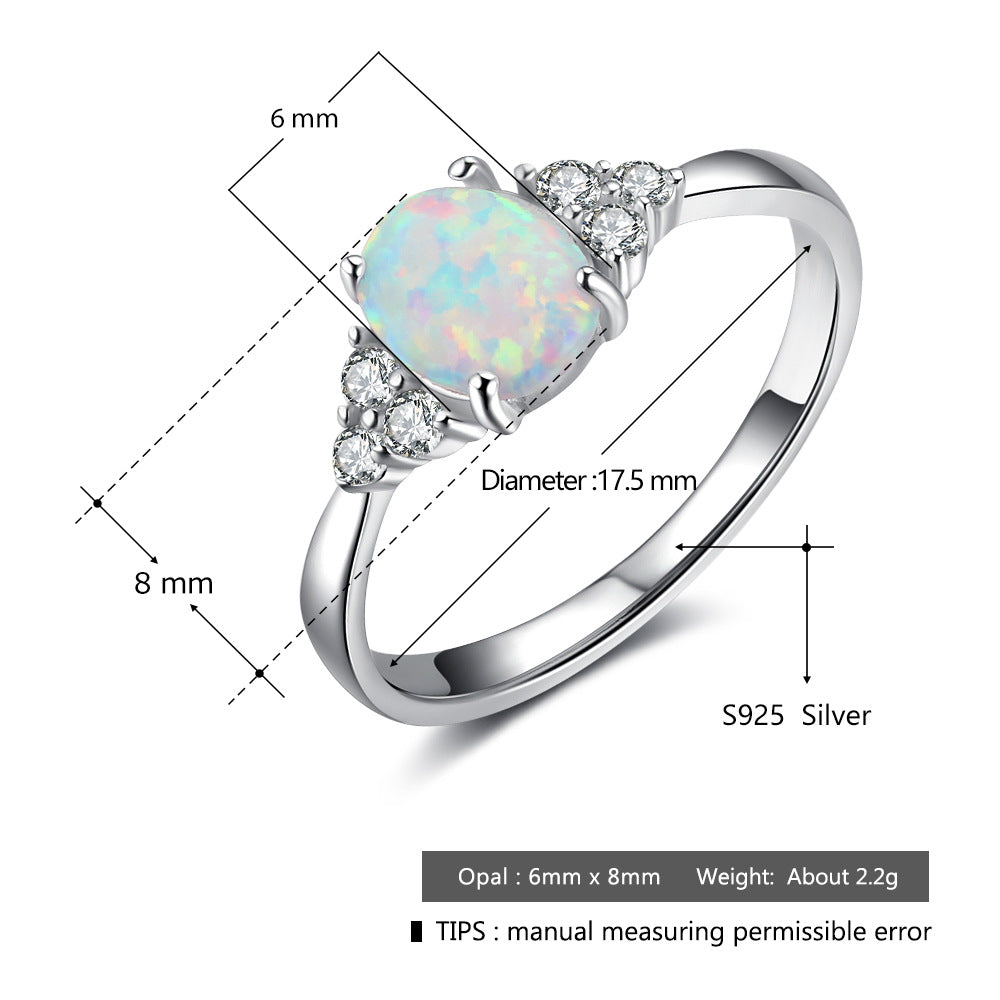 Planderful Jewelry Opal Ring Sterling Silver S925