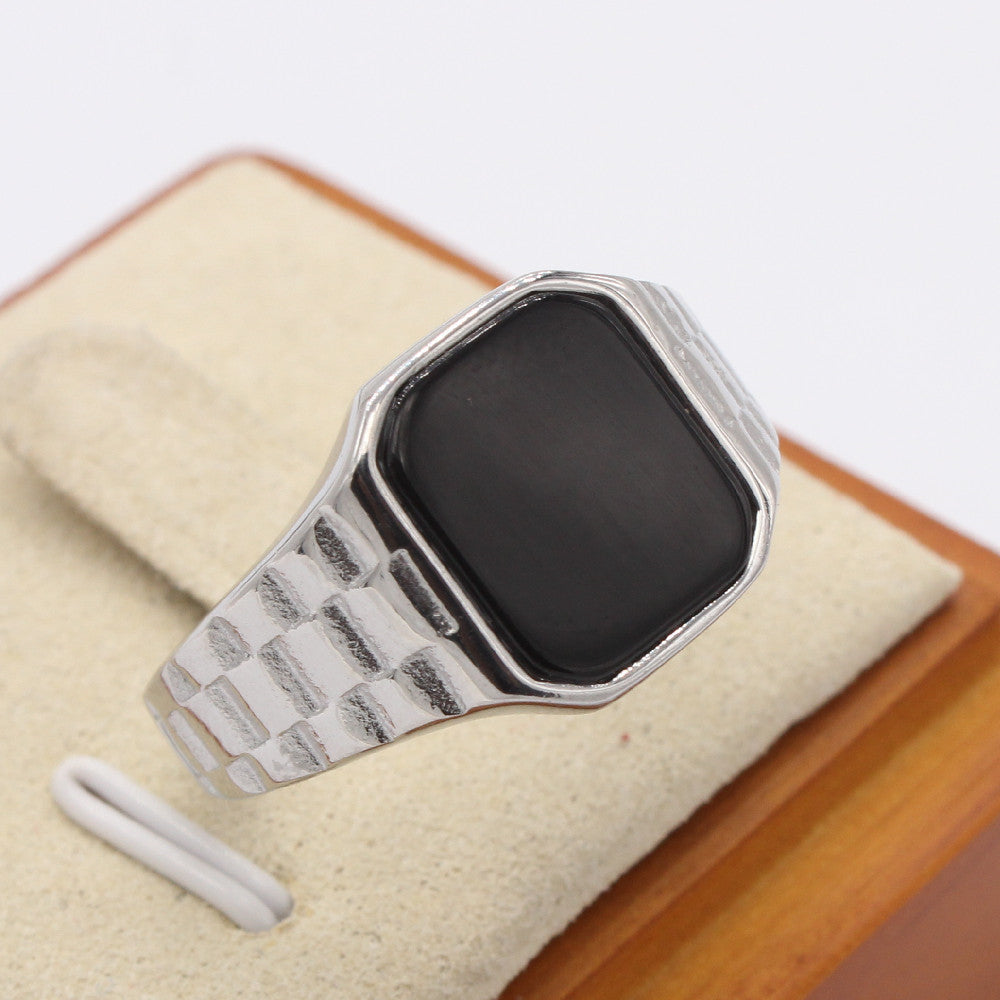 Titanium Steel Ring Unisex Minimalist Square Shell Design For Men And Women Planderful Everyday Genie
