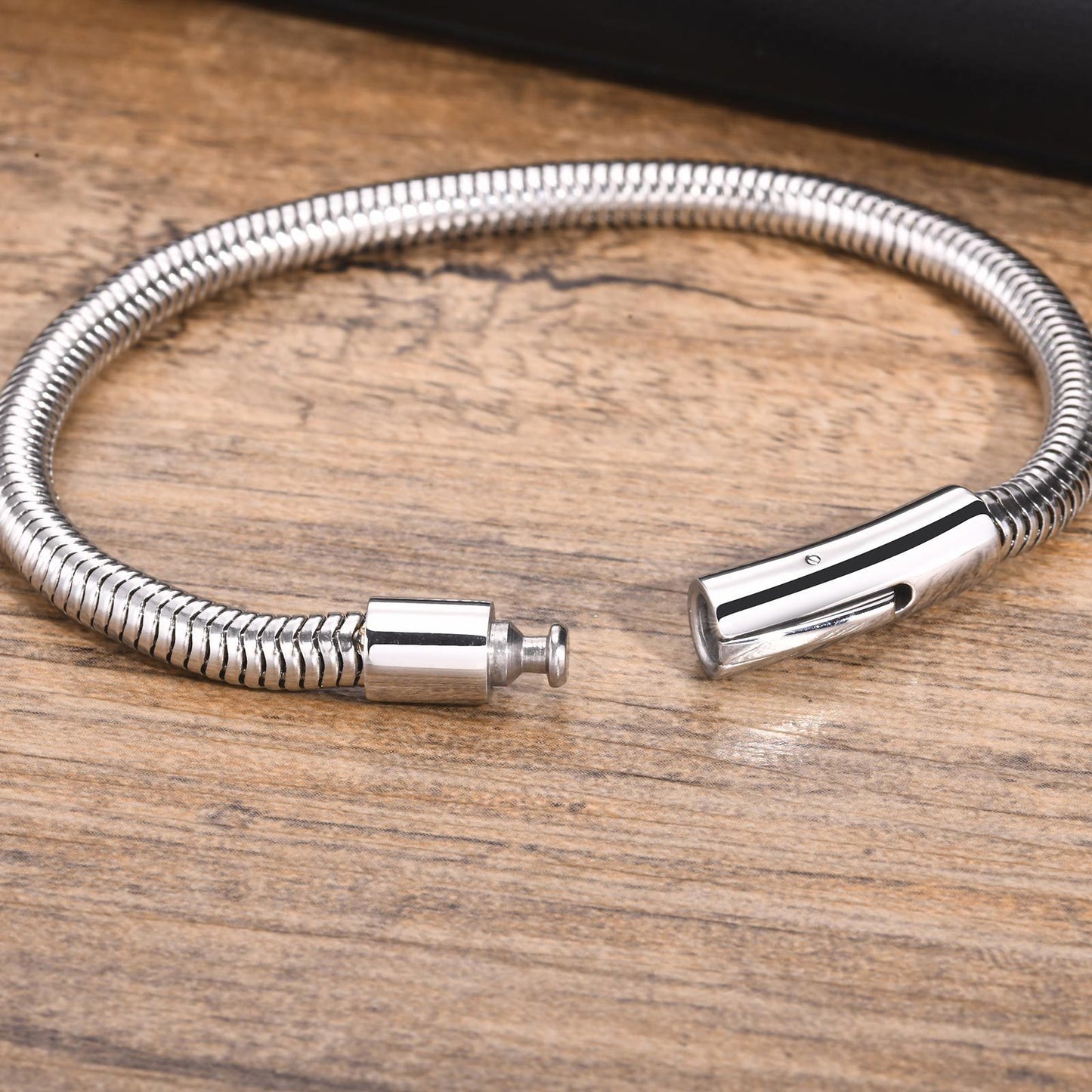 Stainless Steel Snap Buckle Thick Bracelet Men's Fashion Jewelry