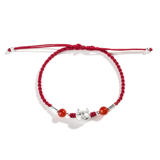 Silver Dragon Baby Multicolor Woven Red Rope Bracelet - Zodiac Year Gift for Women
