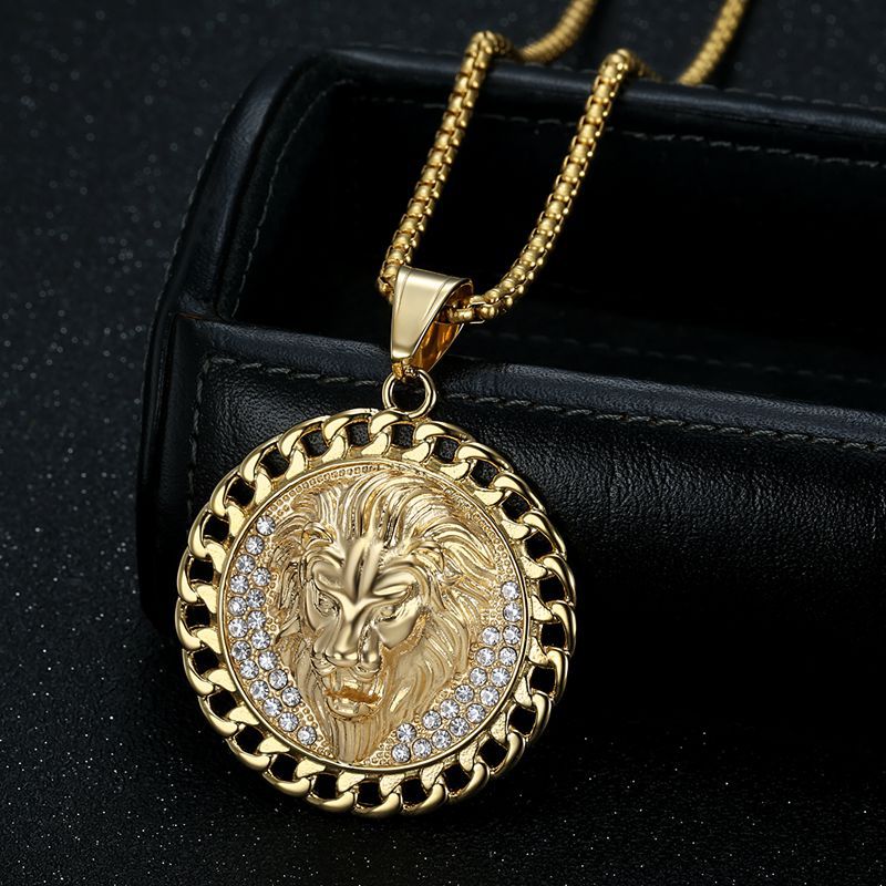 Planderful Everyday Genie Lion Head Cuban Chain Necklace Stainless Steel For Hip Hop Fans