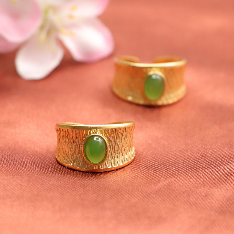 Hetian Jasper Signet-Style Ring