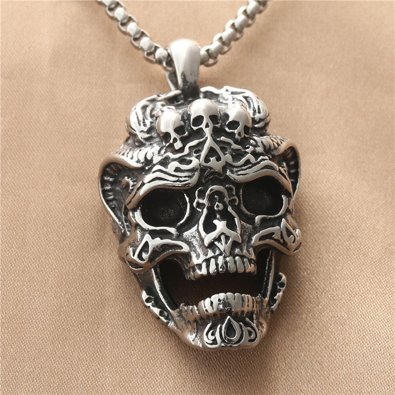 Personalized Titanium Steel Skull Pendant Necklace for Men - Retro Punk Style