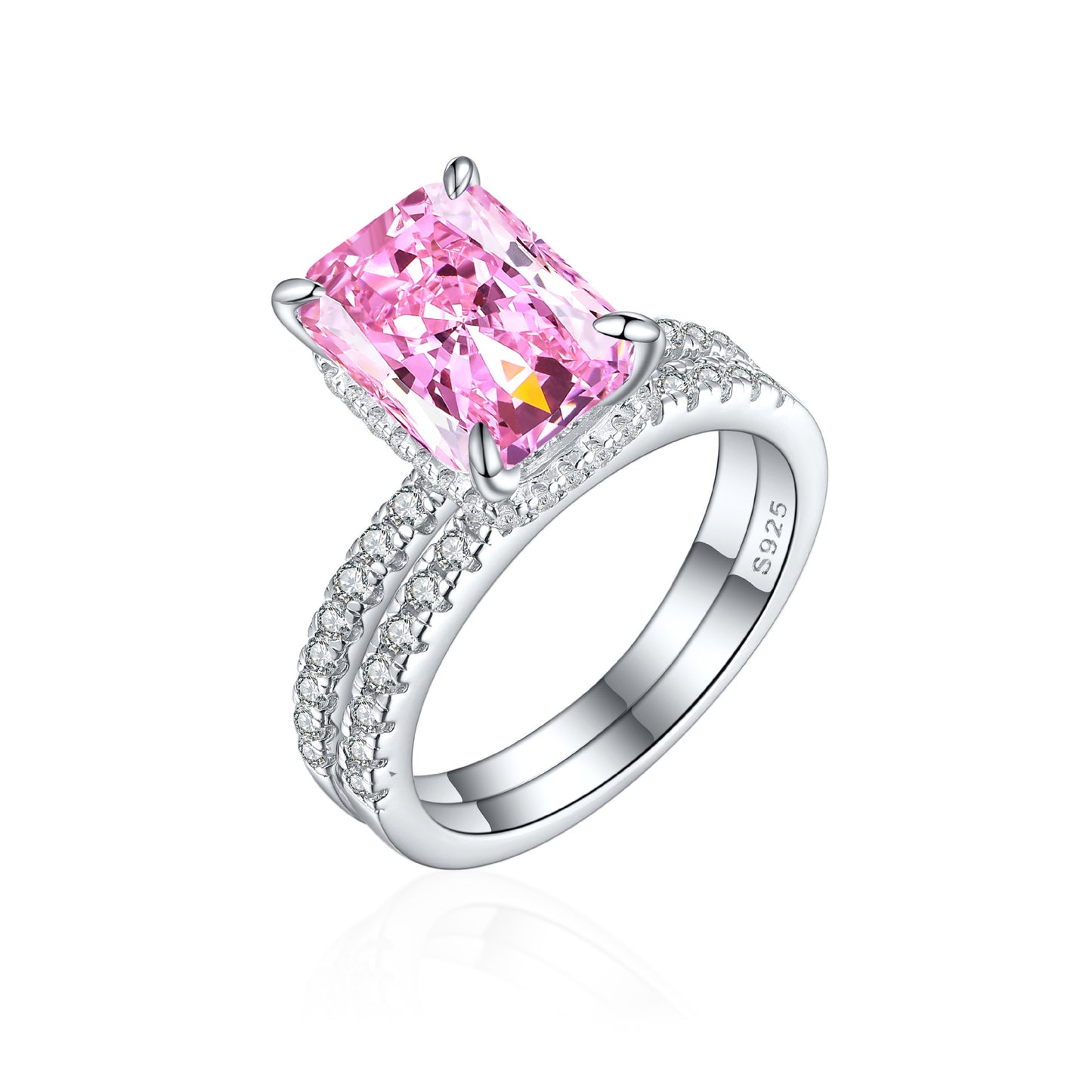 925 Sterling Silver 4ct Ice Flower Cutting Ring with Zircon