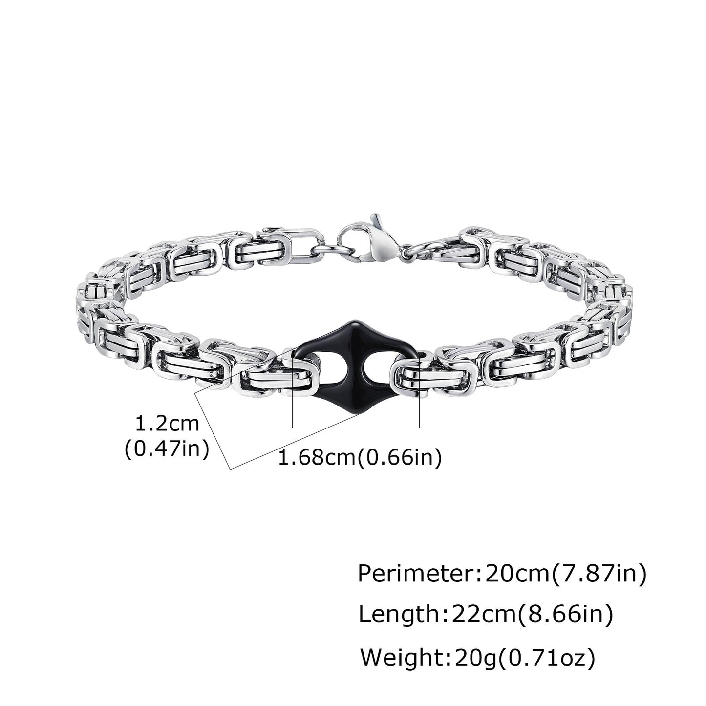 Planderful Stainless Steel Byzantine Chain Bracelet for Men