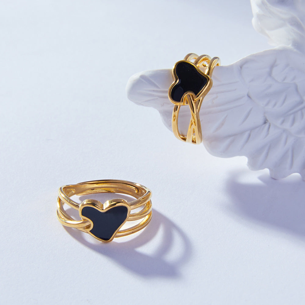 Sleek Korean-inspired Titanium Steel Ring with Gold Plating