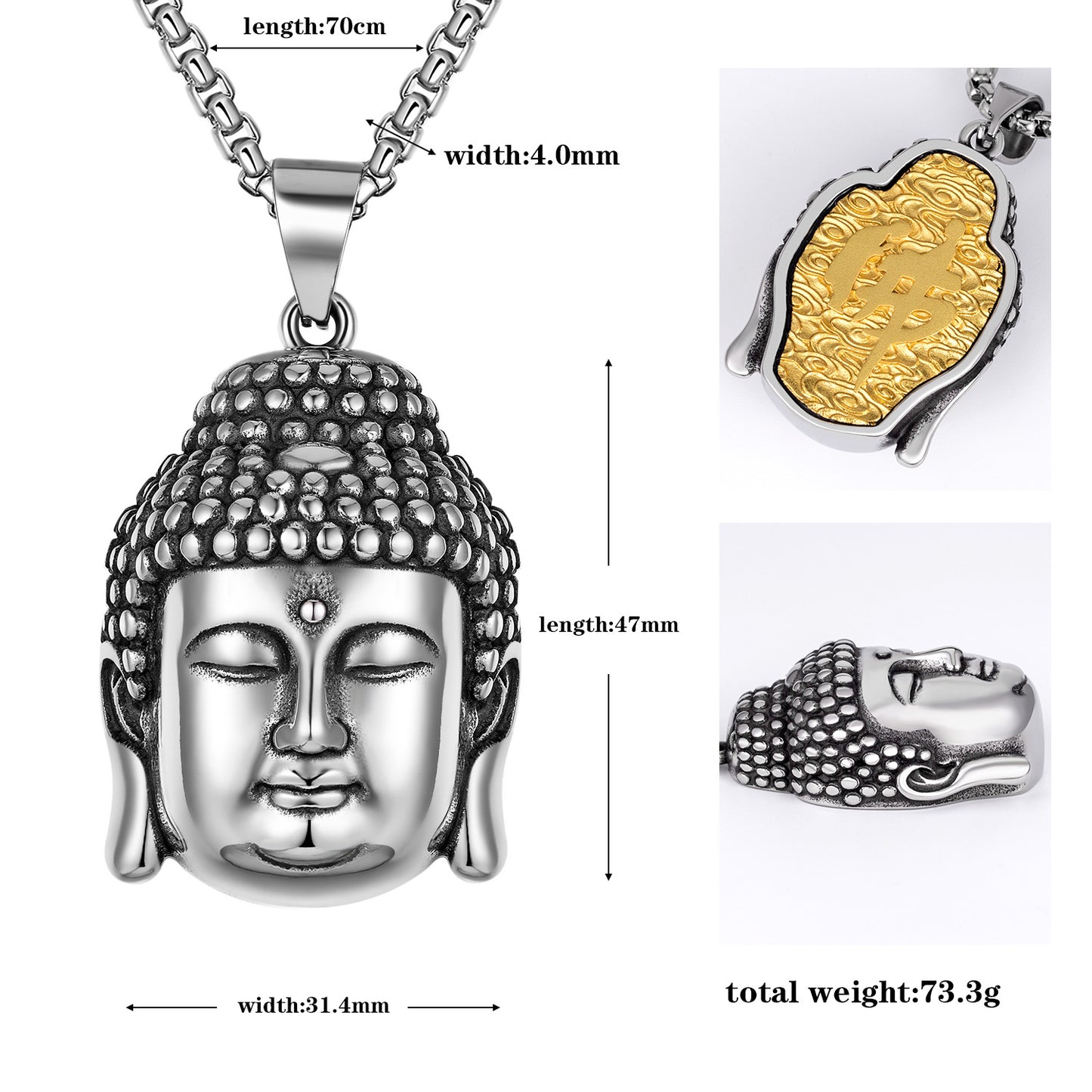 Steel Necklace – Vintage Tathagata Pendant