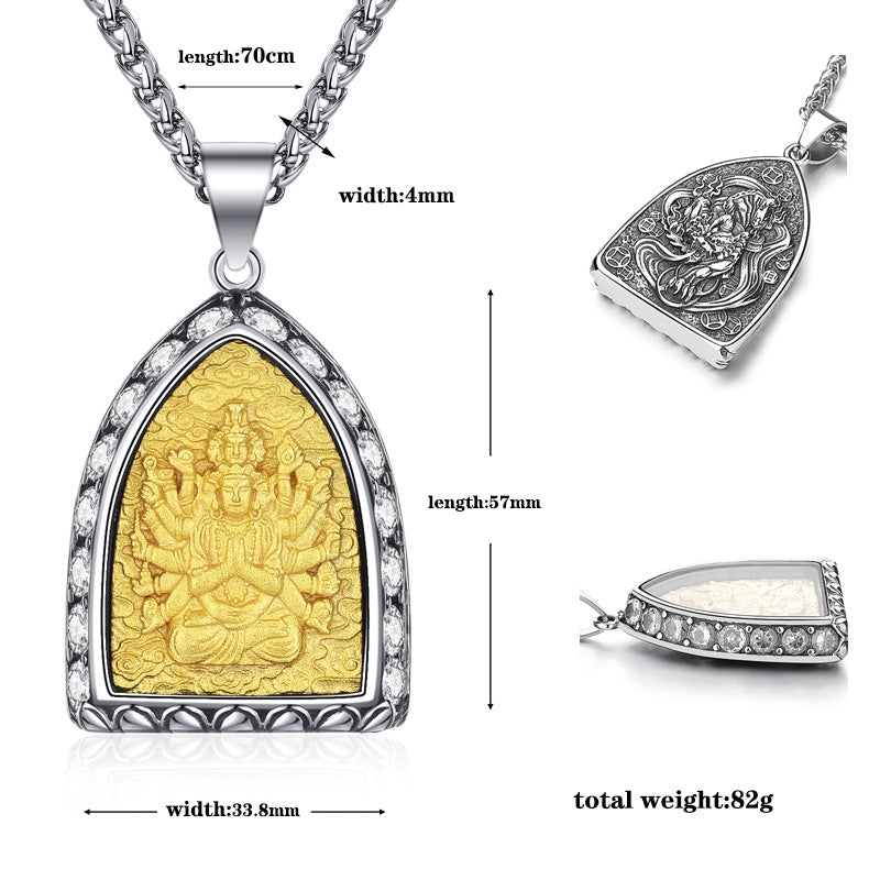 Zircon Necklace – Elegant Buddha Zodiac Stainless Steel Necklace for Men Everyday Wear