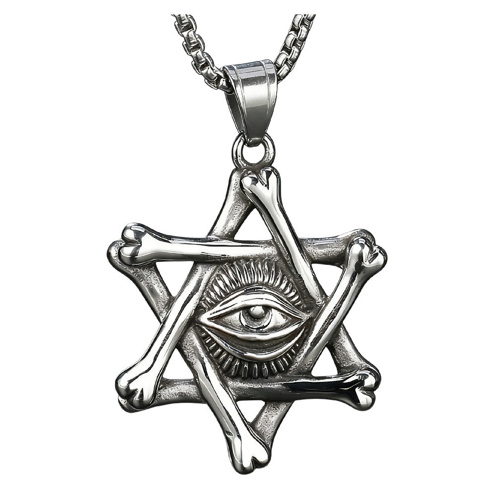 Planderful Egyptian Pharaoh Eyes Hexagram Stainless Steel Pendant Unisex Protection Talisman Jewelry Gift