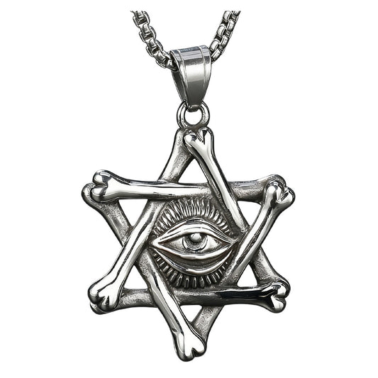 Planderful Egyptian Pharaoh Eyes Hexagram Stainless Steel Pendant Unisex Protection Talisman Jewelry Gift