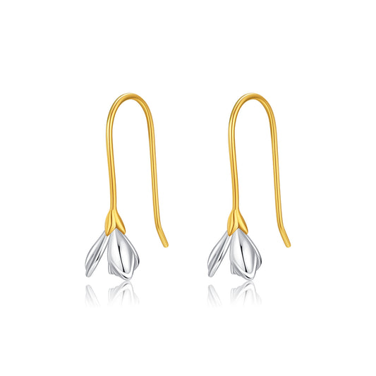 Personalized Magnolia Ear Hook Earrings in S925 Pure Silver