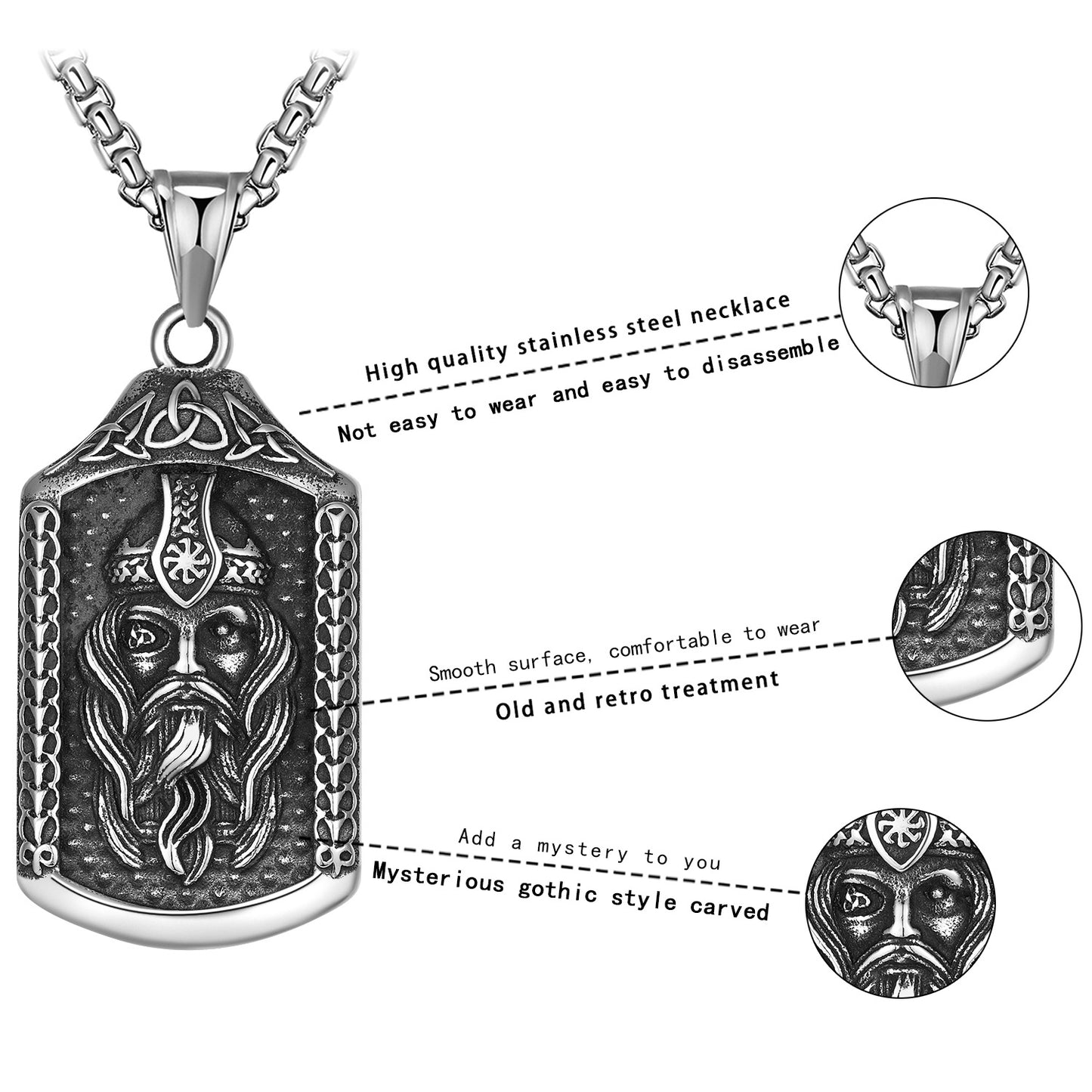Stainless Steel Necklace – Minimalist Odin Logo Pendant