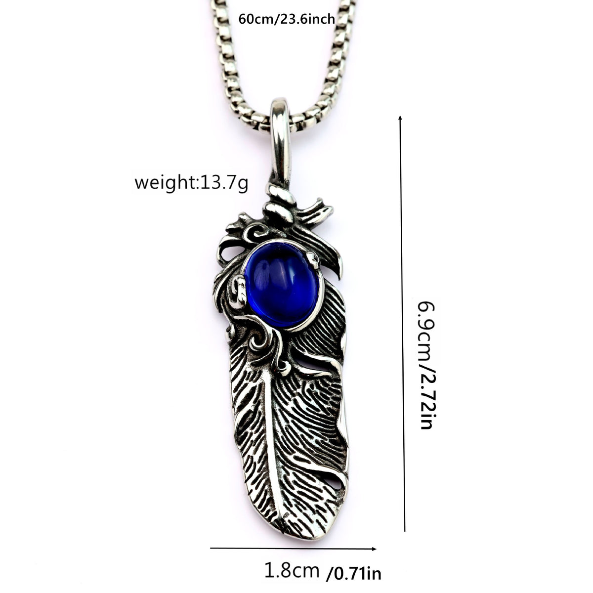 Feather Japanese Stainless Steel Men's Pendant Necklace