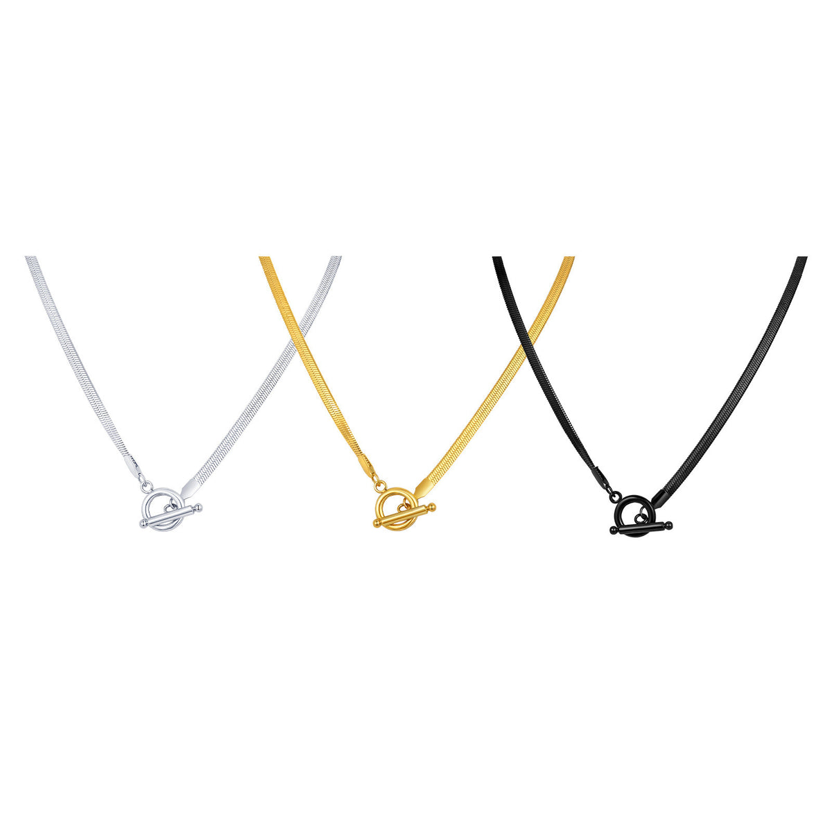 Stainless Steel Toggle Clasp 4mm Wide Blade Chain Necklace Men's