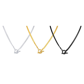 European and American versatile simple stainless steel OT buckle 4MM wide blade chain necklace men's jewelry