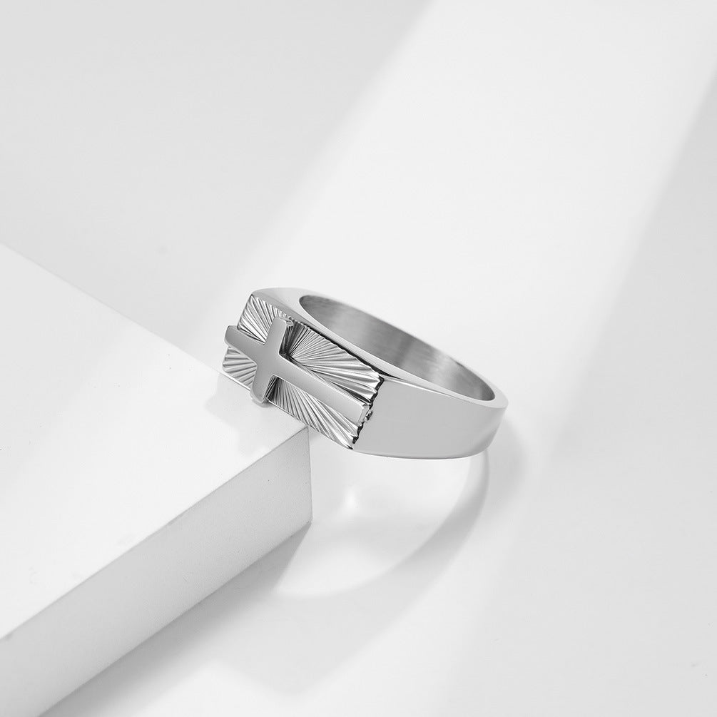 Steel Ring – Statement Cross Ring For Men