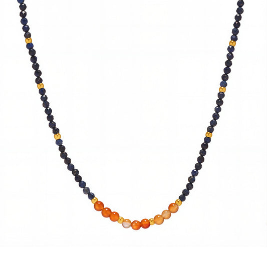Planderful Chic Lapis Lazuli Agate Beaded Necklace Women