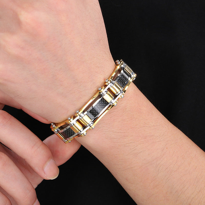 Planderful Carbon Fiber Titanium Bracelet For Men Versatile