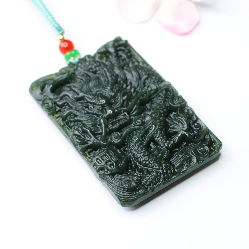 Taqing Hetian Jade Dragon & Phoenix Pendant