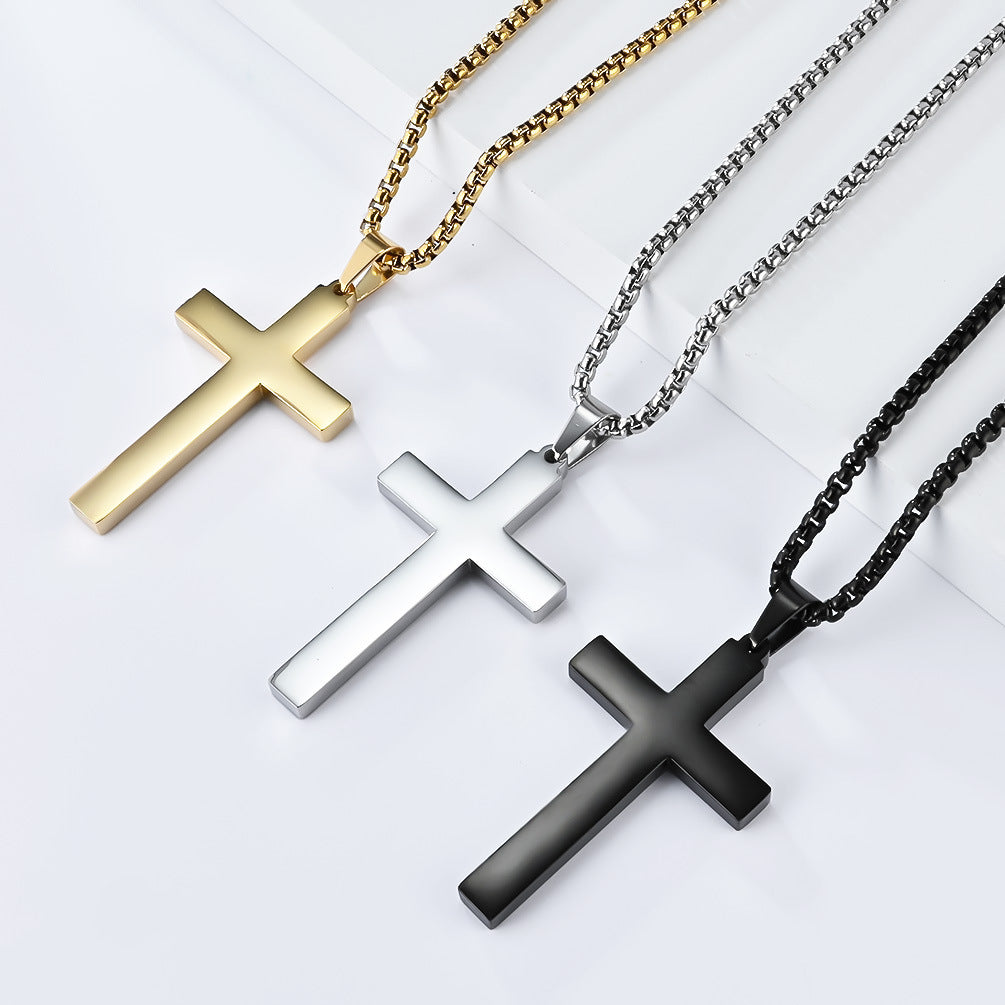Planderful Everyday Genie Titanium Steel Cross Necklace For Men High End Luxury Jewelry
