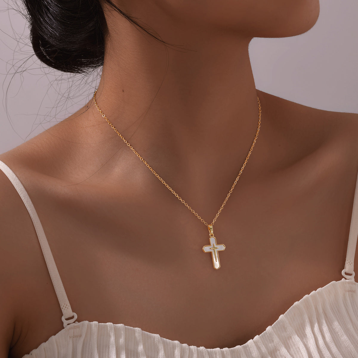 Cross Shell Copper Necklace for Women