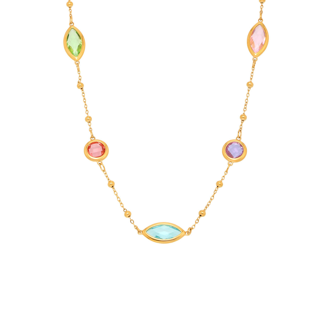 Planderful Glass Ball Necklace Women Stainless Steel Lux