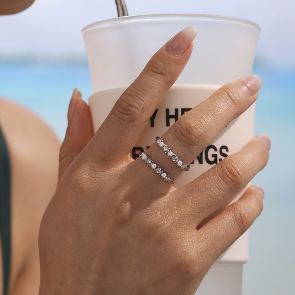 Planderful Unisex Stainless Zircon Ring Fade Resistant