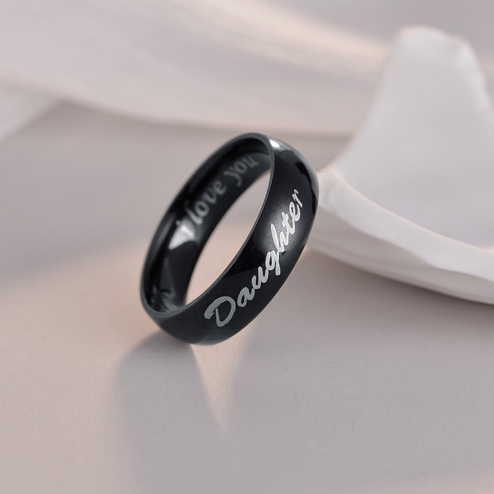 Family Love Steel Ring for Men - Dad Mom I Love You - Size 6-13 - Planderful Collection