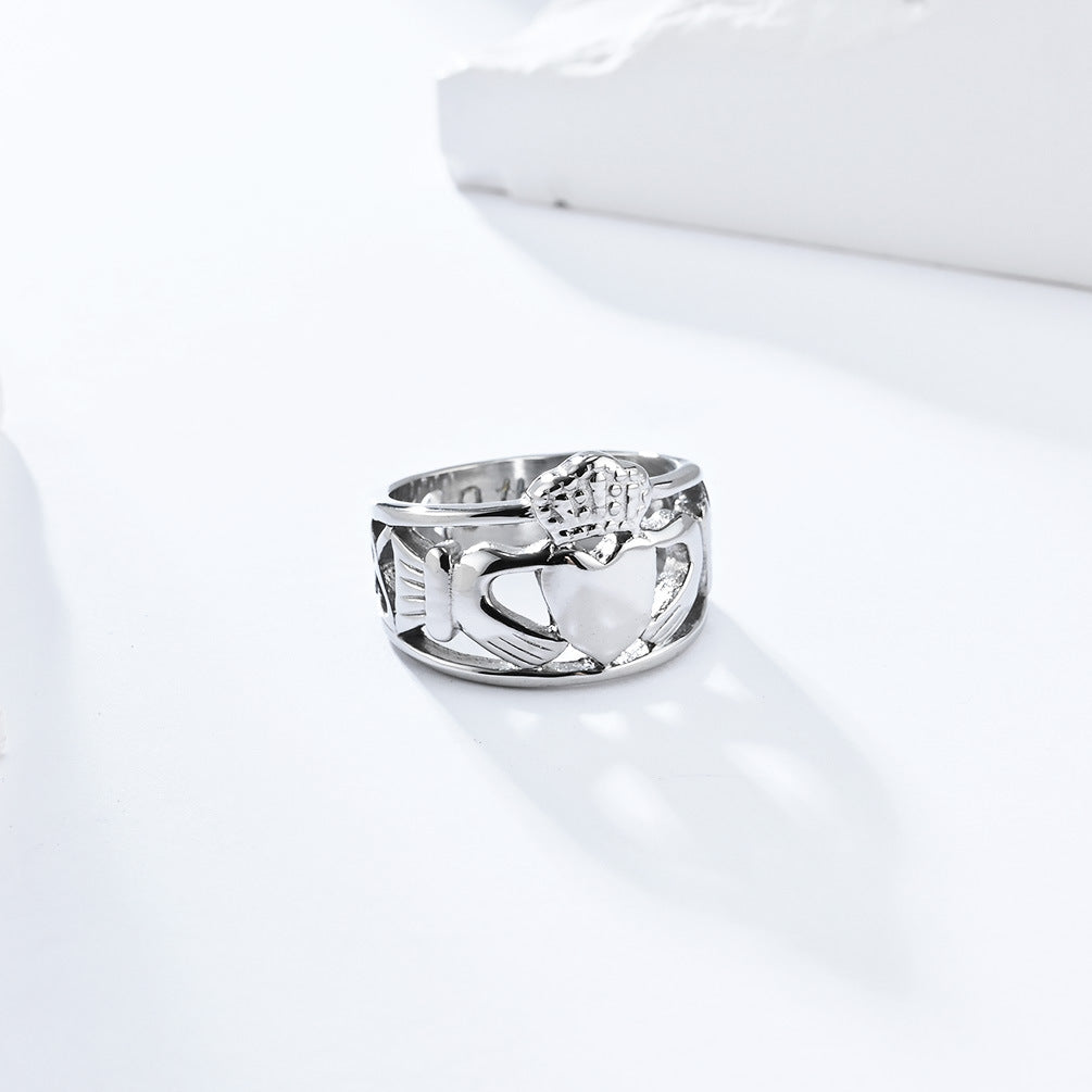 Planderful Claddagh Ring For Couples Irish Traditional Wedding Band Titanium Steel Durable Love Gift
