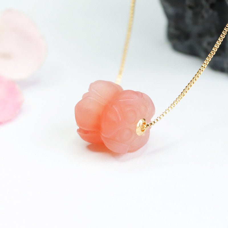 Yanyuan Agate Lotus Pod 18K Gold-Set Pendant — No Chain