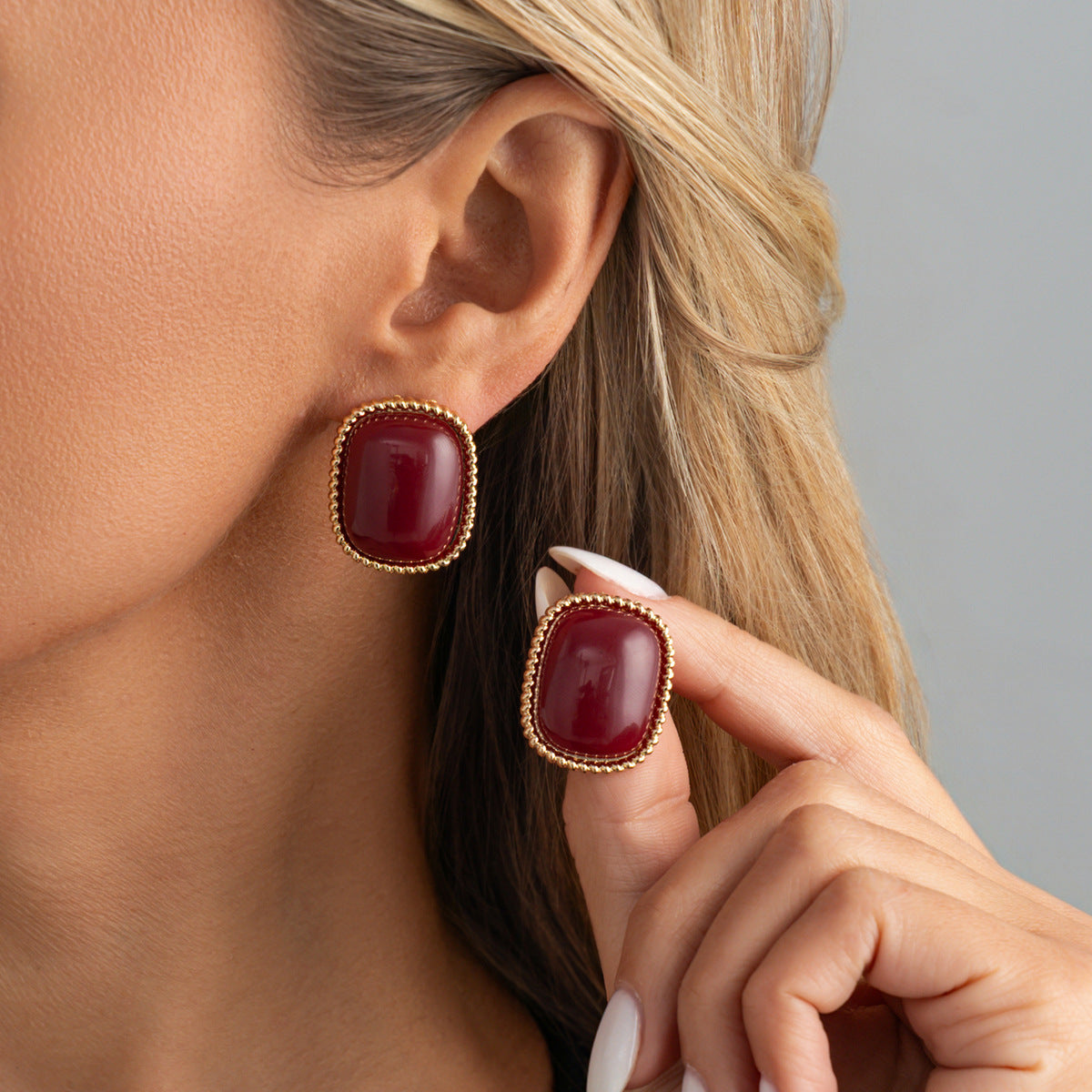 Planderful Vienna Verve Tiger's Eye Square Stud Earrings For Women Elegant Geometric Retro Jewelry