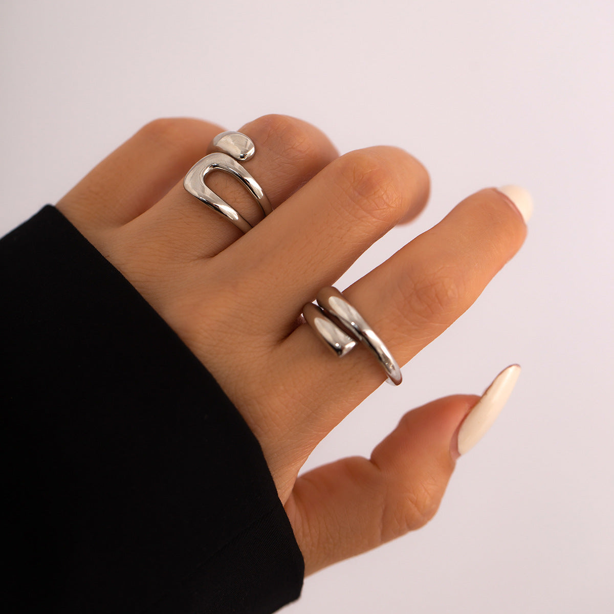 Geometric Opening Ring with Exaggerated Hip-hop Style from Europe and America