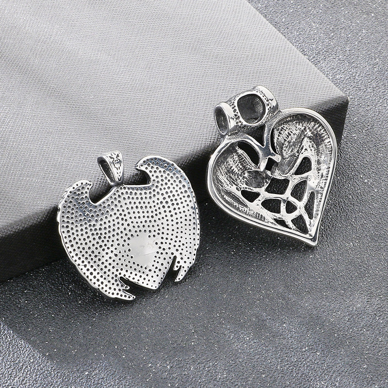 Viking Double Wolf Head Love Knot Pendant Punk Style Retro Cross Feathered Eagle Necklace