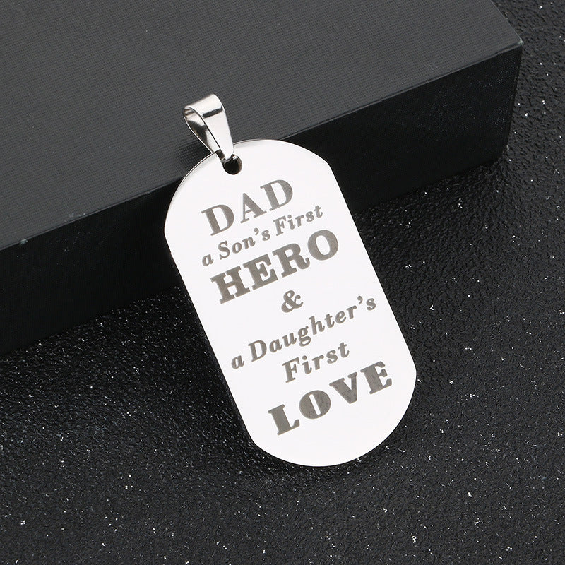 Dad Hero Stainless Steel Pendant Fathers Day Gift For Men