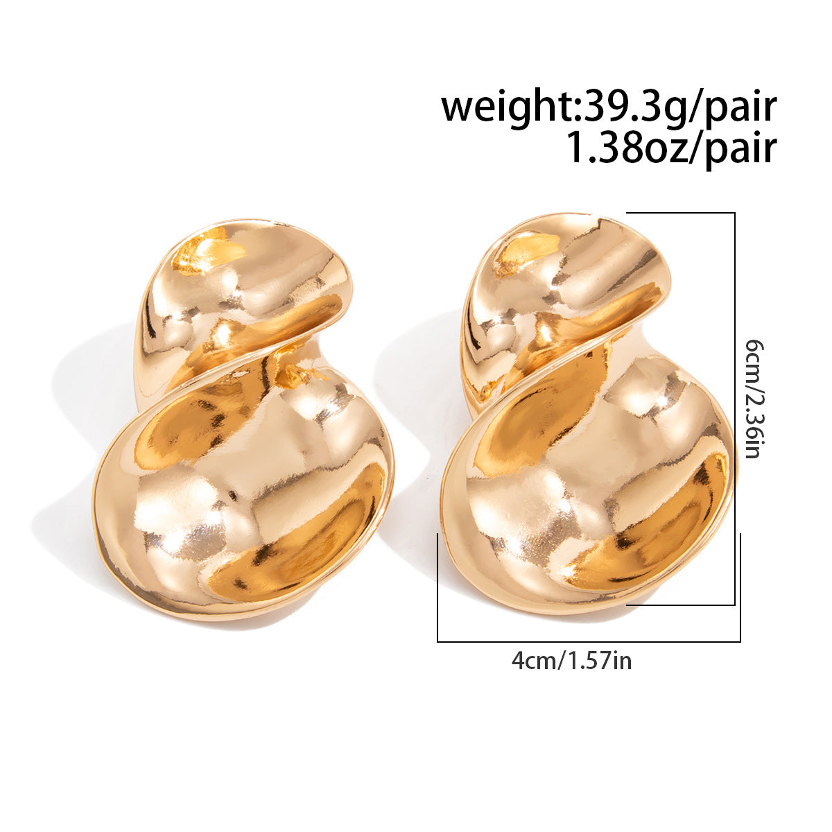 Geometric Twist Flower Stud Earrings Planderful For Women Metallic Statement Jewelry