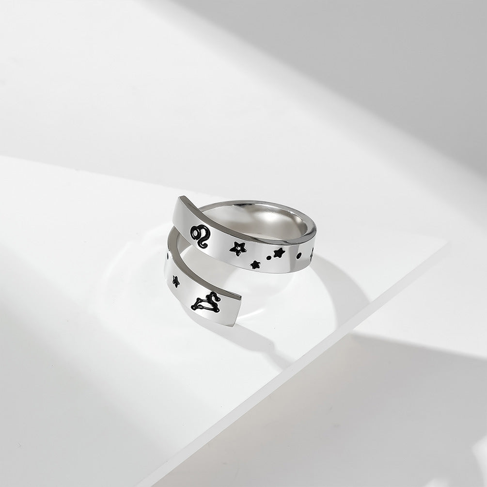 Neutral Cold Wind Twelve Constellations Adjustable Ring