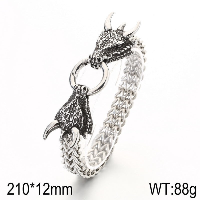 Smear Dragon – Punk Style Vacuum Electroplating Dragon Head Front & Back Chain Bracelet