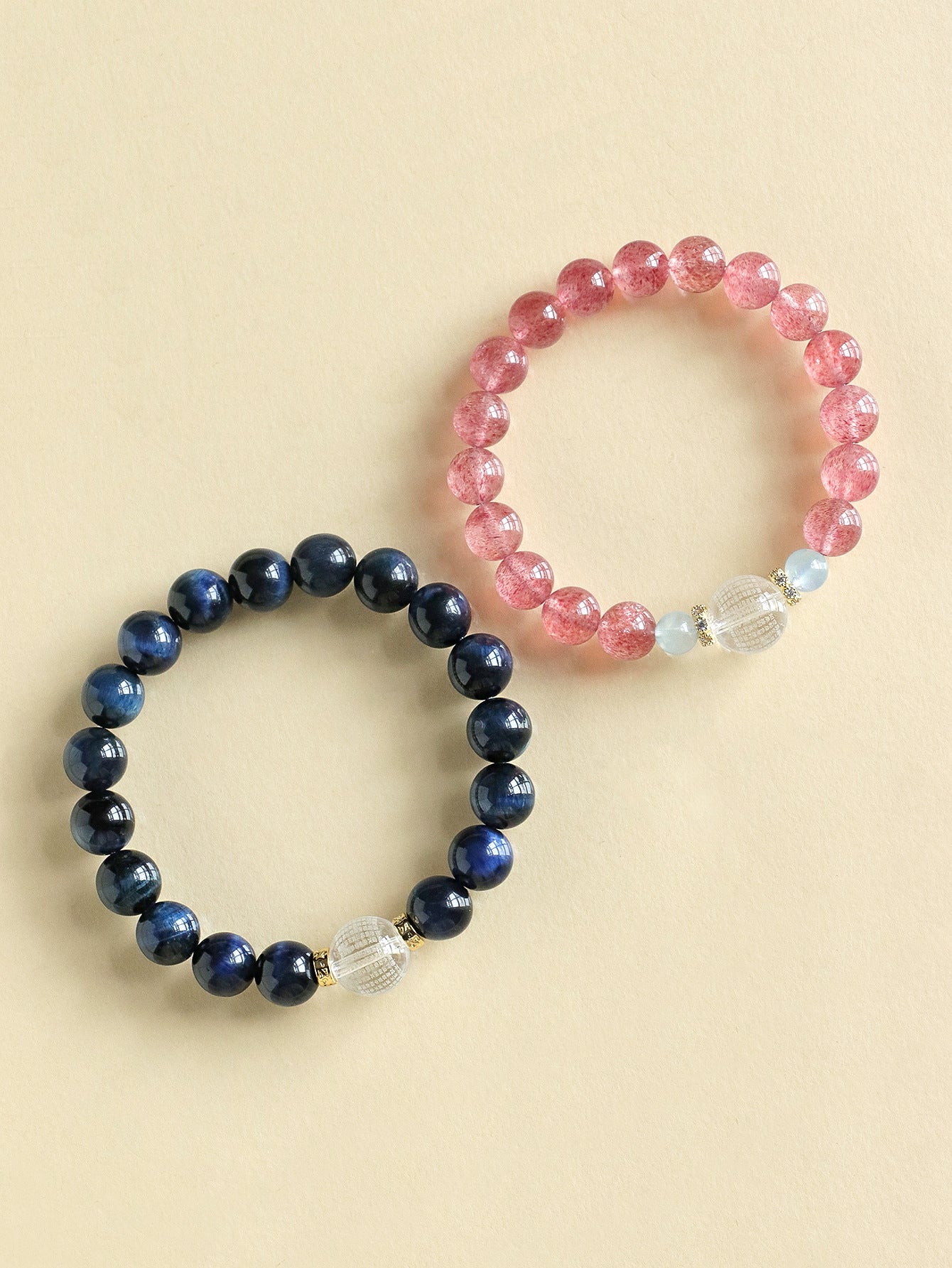 Planderful Fortune's Favor Couple Bracelet – Luxurious Crystal and Blue Tiger Eye Design