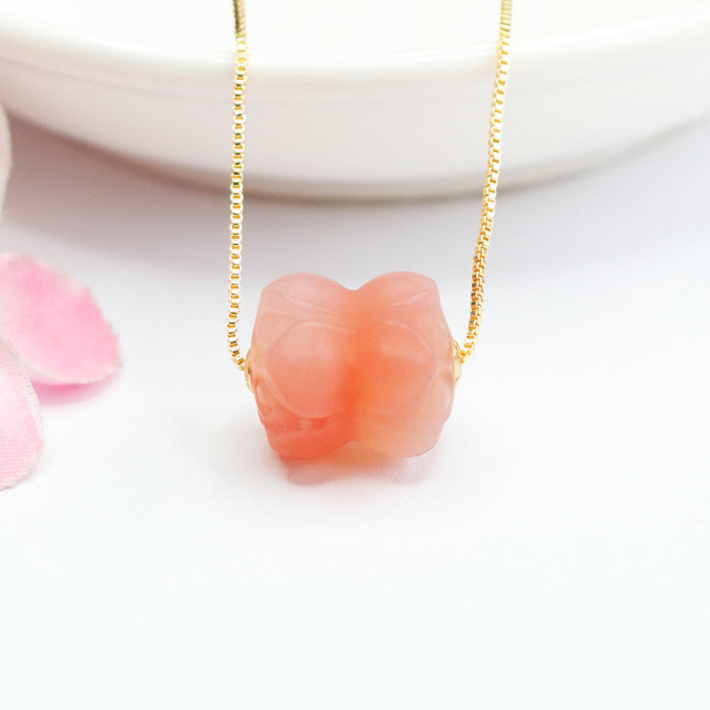 Yanyuan Agate Lotus Pod 18K Gold-Set Pendant — No Chain