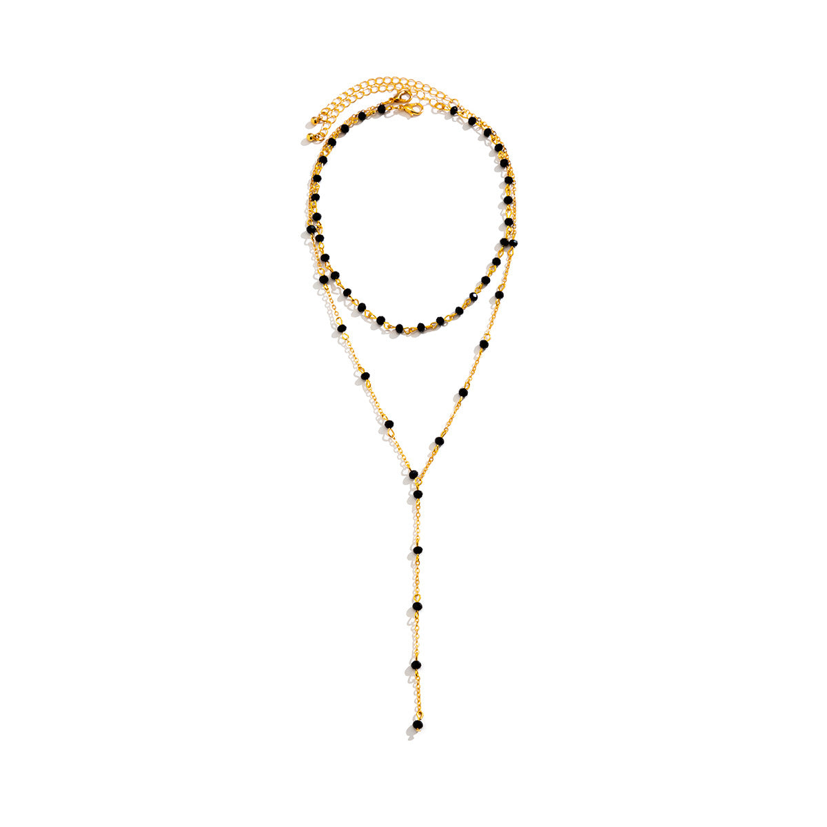 Crystal-Style Double-Layer Tassel Necklace