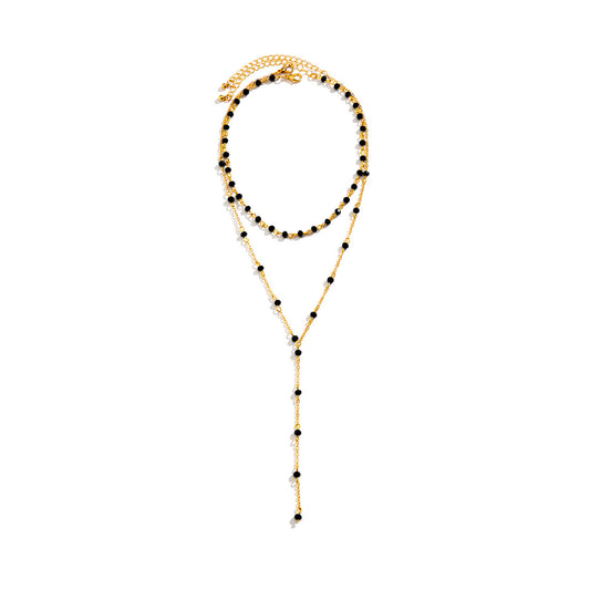 Crystal-Style Double-Layer Tassel Necklace