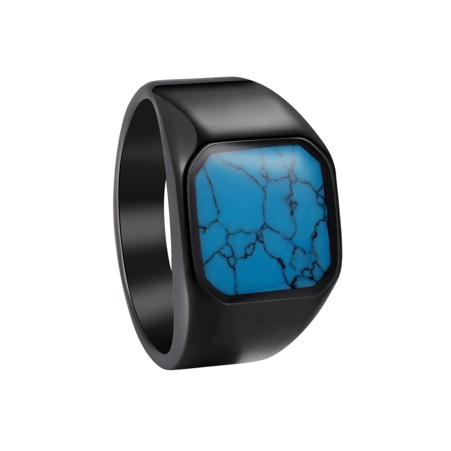 Planderful Custom Turquoise Titanium Steel Ring For Men