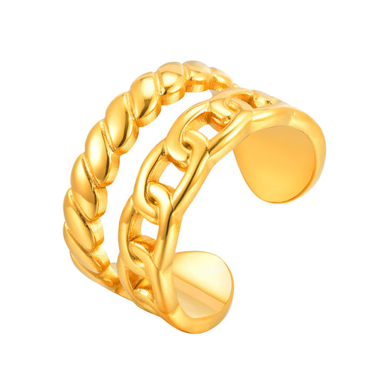 Titanium Steel Design Twist Chain Open Ring
