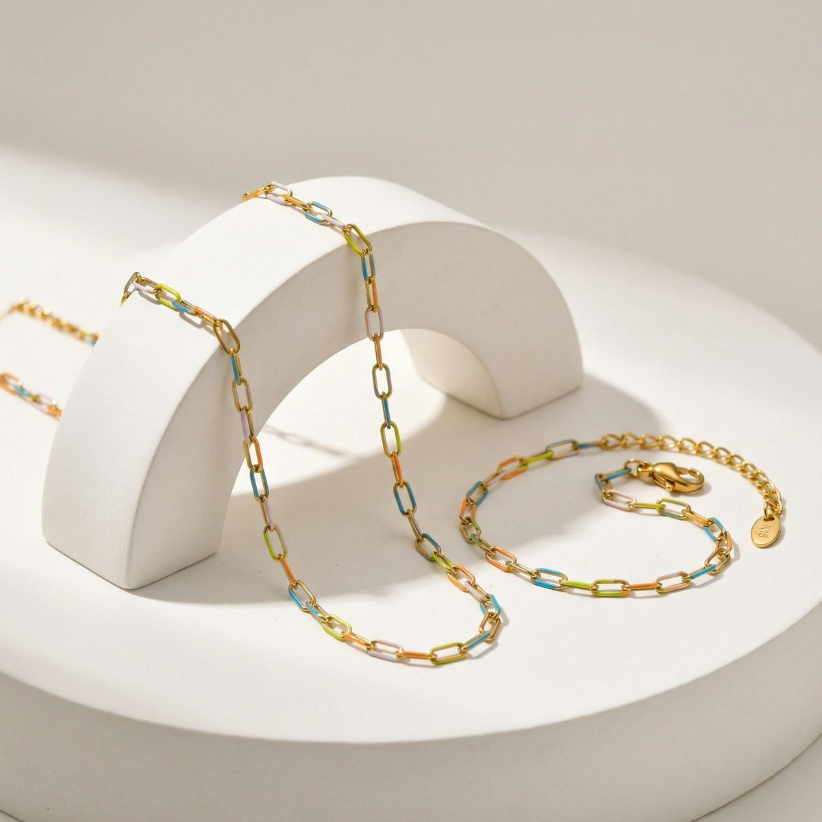 Stainless Steel Bohemian Color Oil Drop Bracelet Necklace