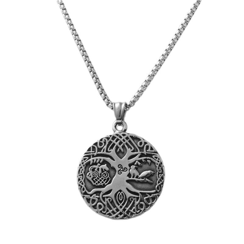 Titanium Steel Tree of Life Pendant Necklace - Stylish Retro Design for Men and Women