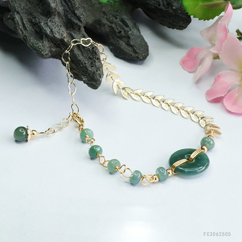 Blue Water Jadeite Peace Buckle 15 mm Bracelet