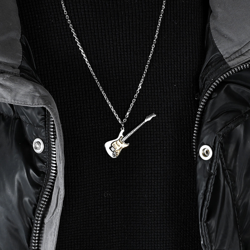 Personalized Guitar Titanium Steel Necklace for Men