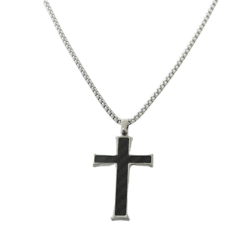 Stylish Titanium Steel Cross Pendant Necklace for Men - Personalized Retro Design